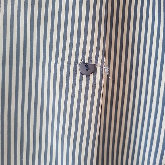 Ted Lapidus 100% Silk Long Sleeve Collared Shirt Button Down Blue Stripes - Picture 5 of 10